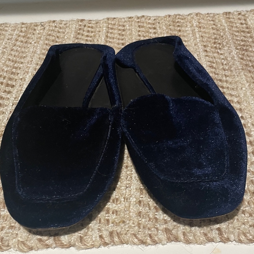 Tibi Midnight Blue Velvet Slippers